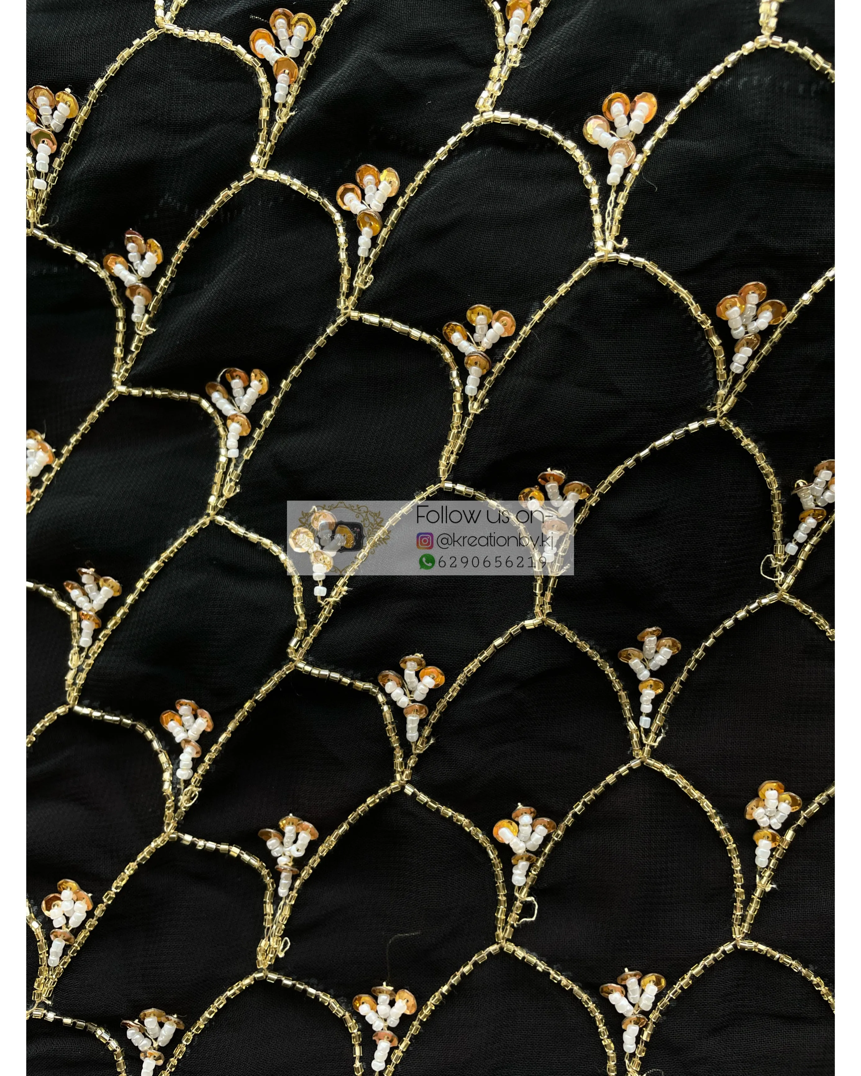 Black Georgette Cutdana Mehraab Jaal Saree