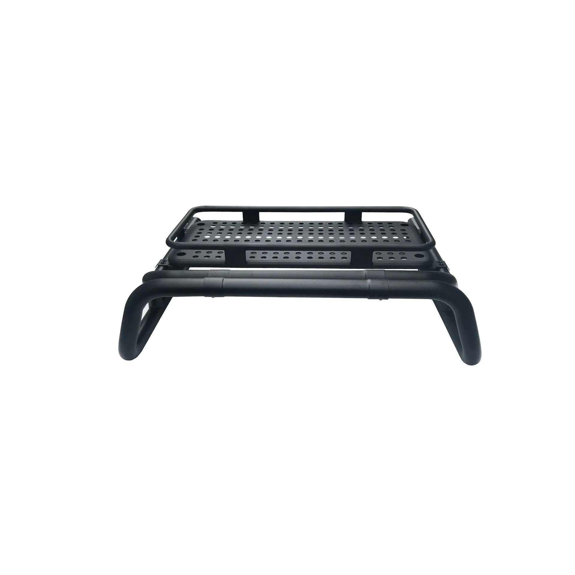 Black Long Arm Roll Sports Bar with Cargo Basket Rack for the Ford Ranger 2012 