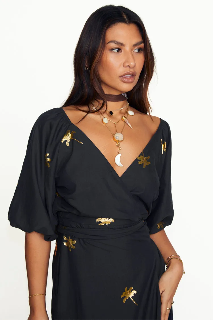 Black Palm Camilla Wrap Dress