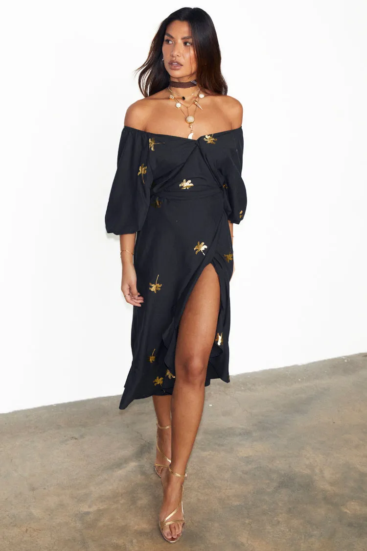 Black Palm Camilla Wrap Dress