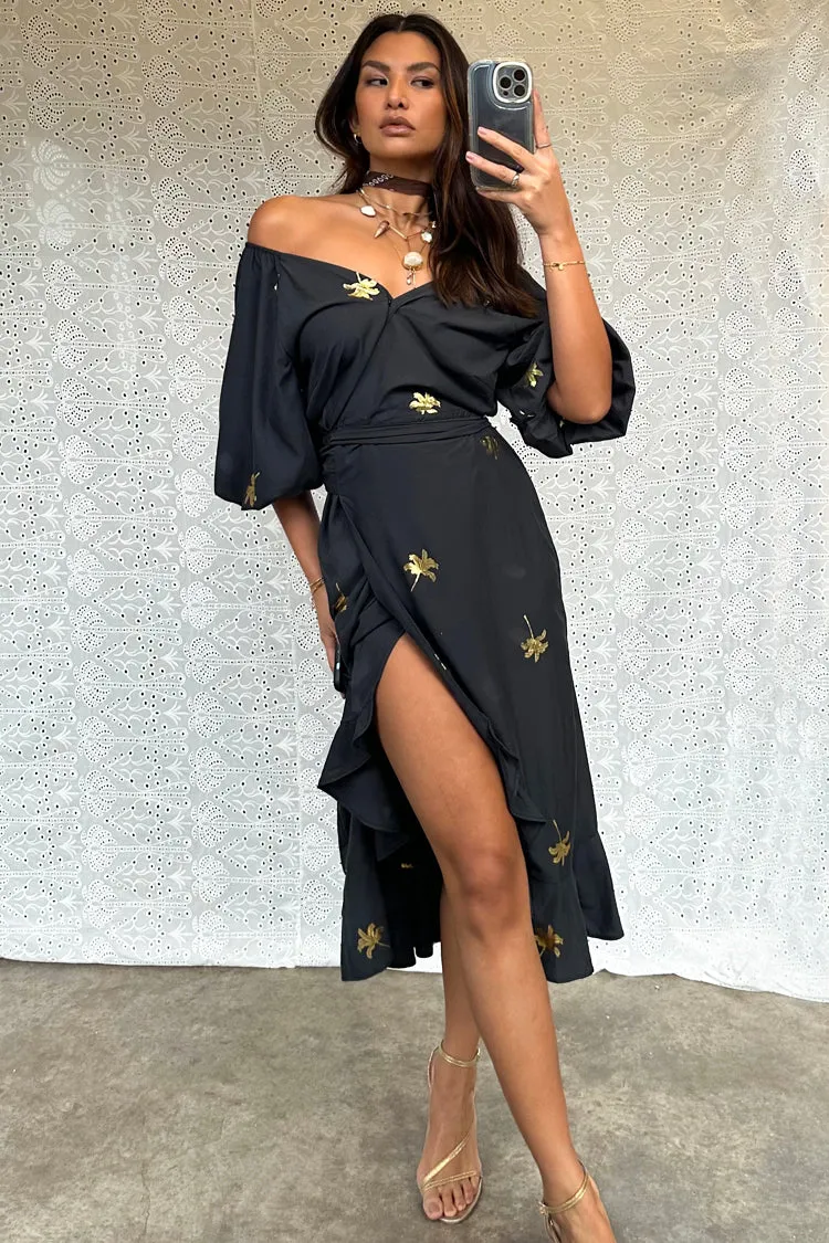 Black Palm Camilla Wrap Dress