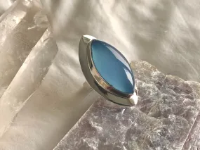 Blue Chalcedony Medea Ring - Large Marquise (US 7.5)