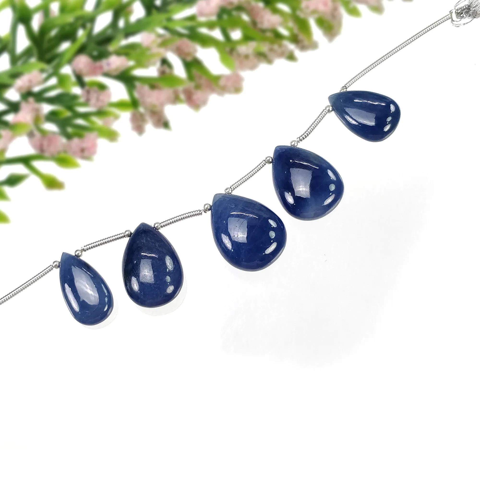 BLUE SAPPHIRE Gemstone Loose Beads : 69.95cts Natural Untreated Sapphire Plain Almond Beads 16*10.5mm - 18.5*14mm