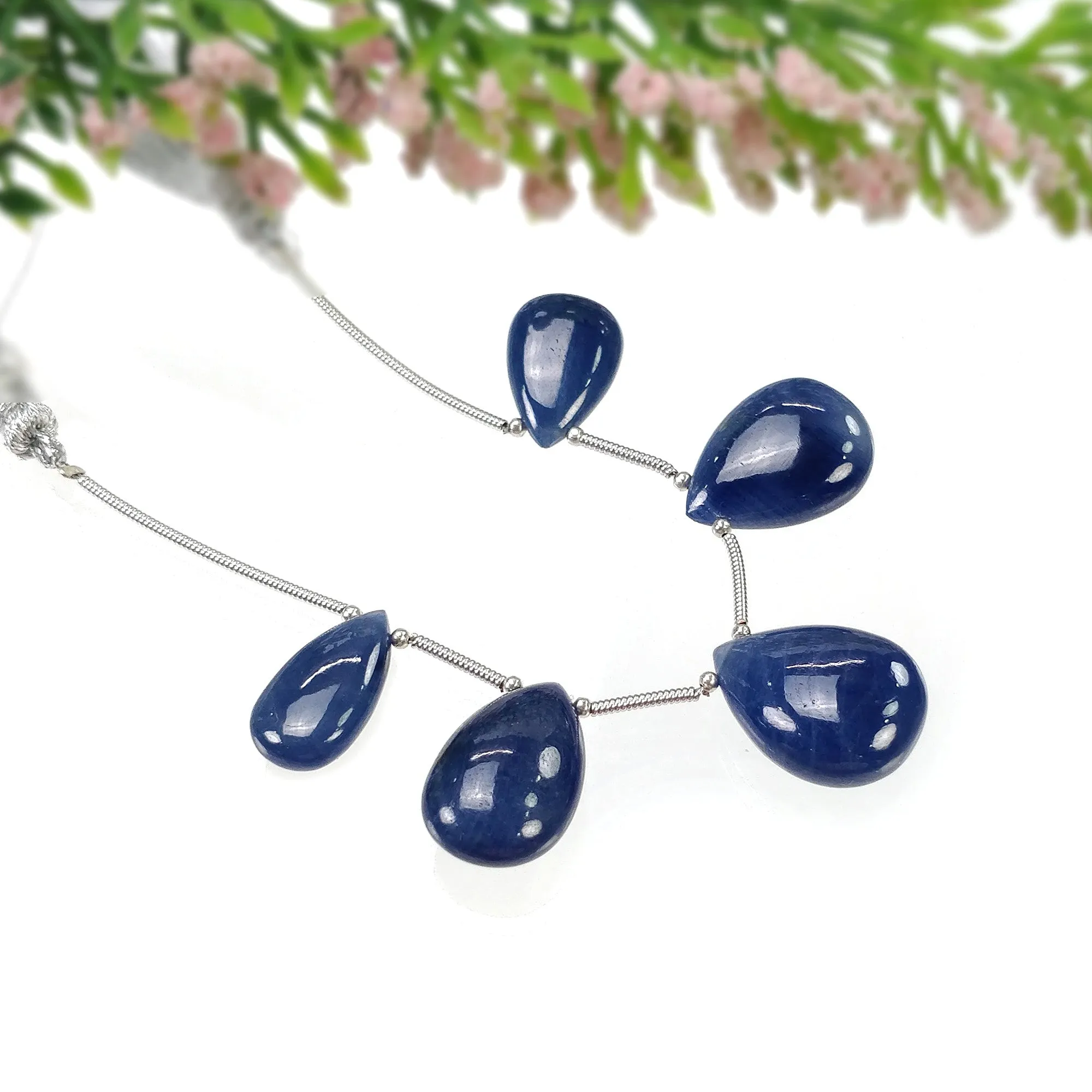 BLUE SAPPHIRE Gemstone Loose Beads : 69.95cts Natural Untreated Sapphire Plain Almond Beads 16*10.5mm - 18.5*14mm