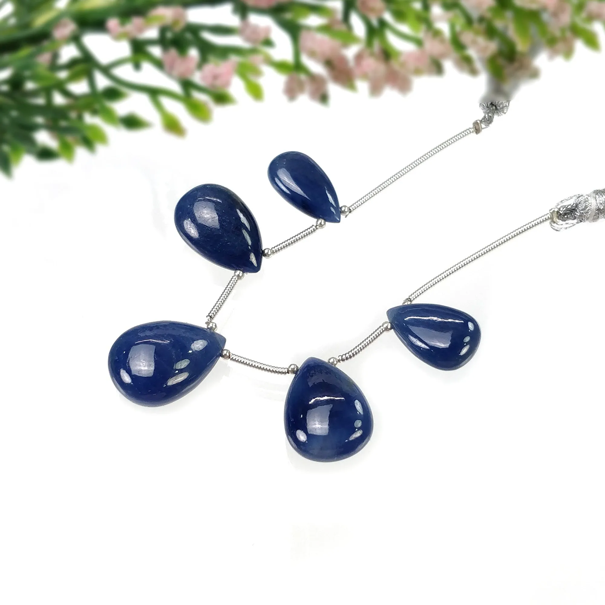 BLUE SAPPHIRE Gemstone Loose Beads : 69.95cts Natural Untreated Sapphire Plain Almond Beads 16*10.5mm - 18.5*14mm