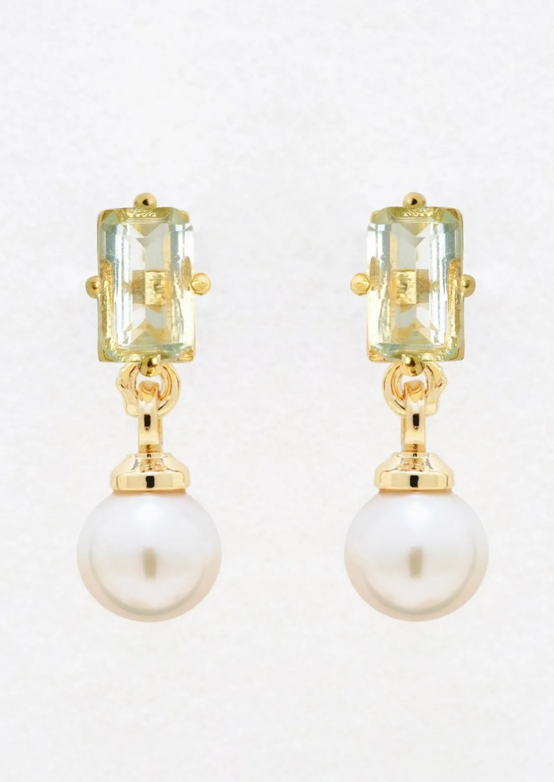 Blue Topaz & Pearl Stud Earrings