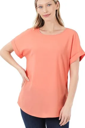 Brilliant Boat Neck Top in Coral