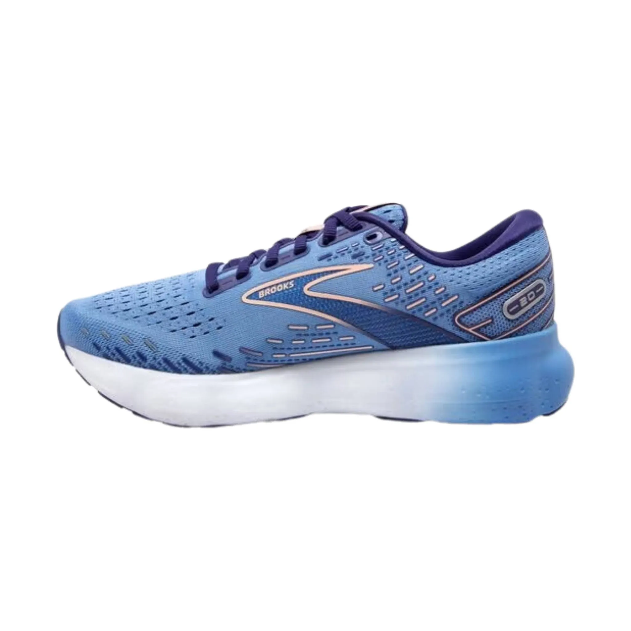 Brooks Women's Glycerin 20 Running Shoe - Blissful Blue/ Peach/ White