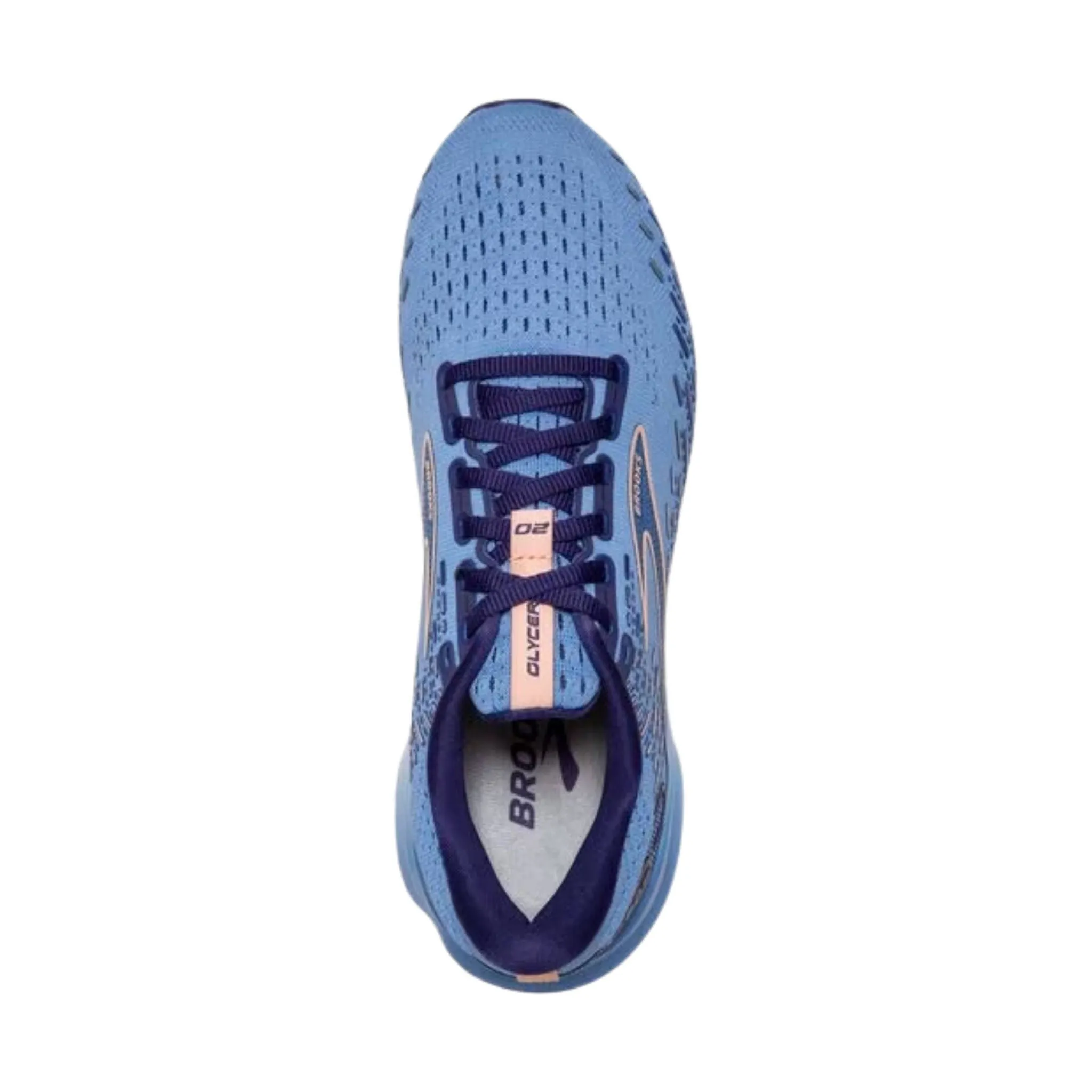 Brooks Women's Glycerin 20 Running Shoe - Blissful Blue/ Peach/ White