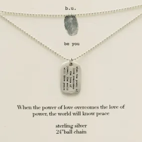 b.u. Power of Love Dog Tag Necklace