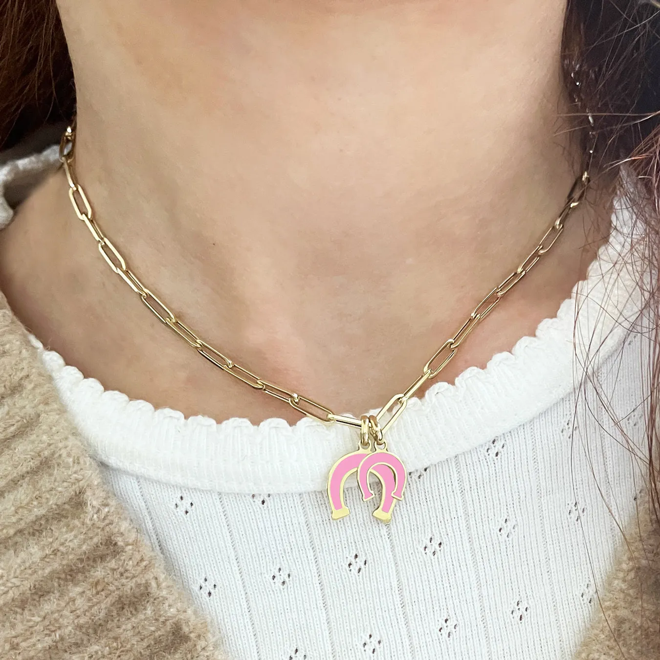 Bubblegum Pink Horseshoe Charm