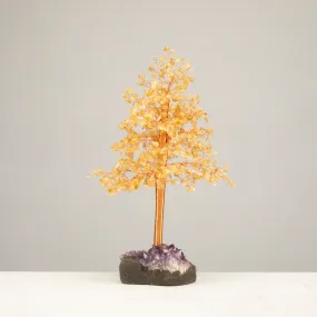 Citrine Tree of Life on Amethyst Geode Base with 728 Natural Gemstones