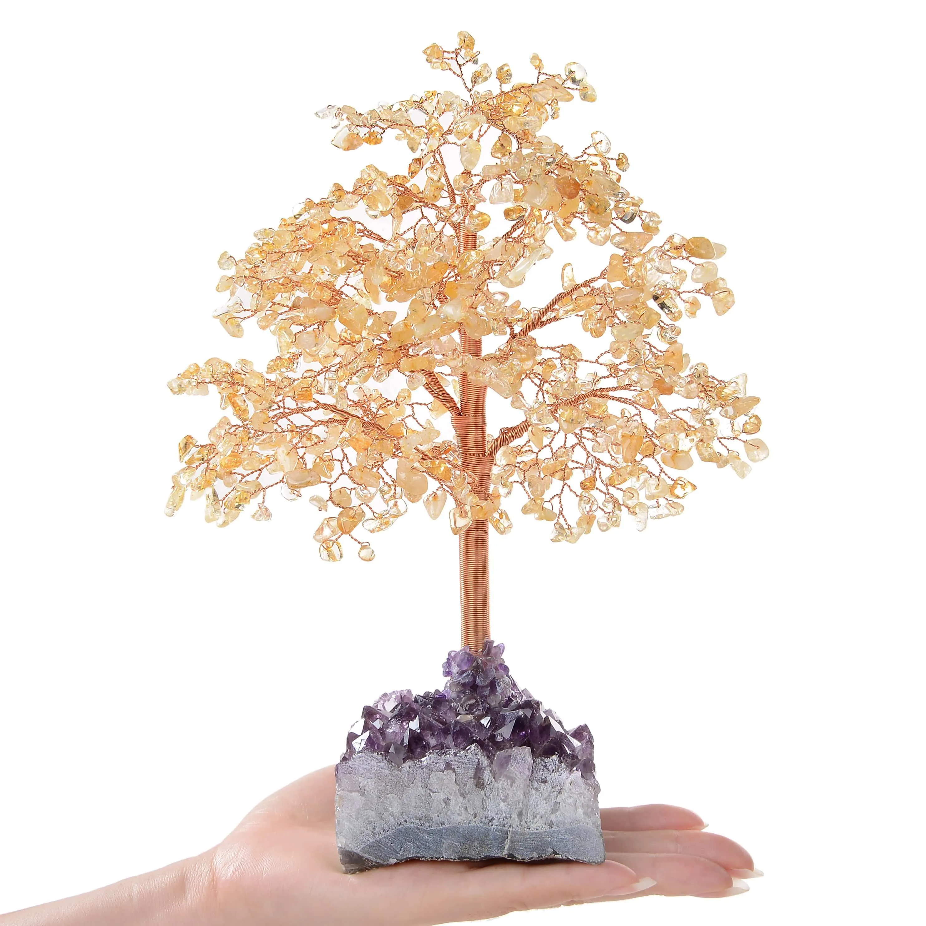 Citrine Tree of Life on Amethyst Geode Base with 728 Natural Gemstones