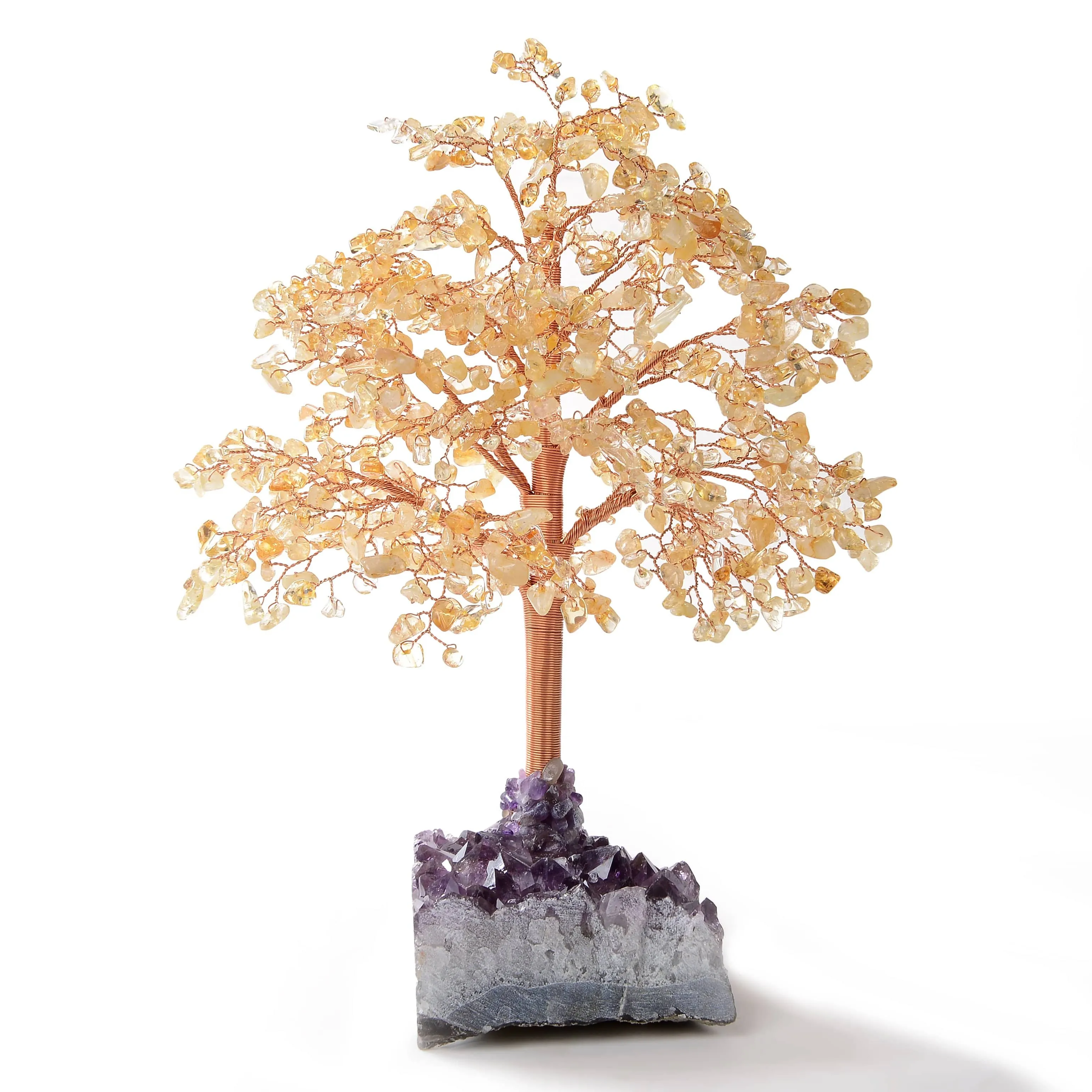 Citrine Tree of Life on Amethyst Geode Base with 728 Natural Gemstones