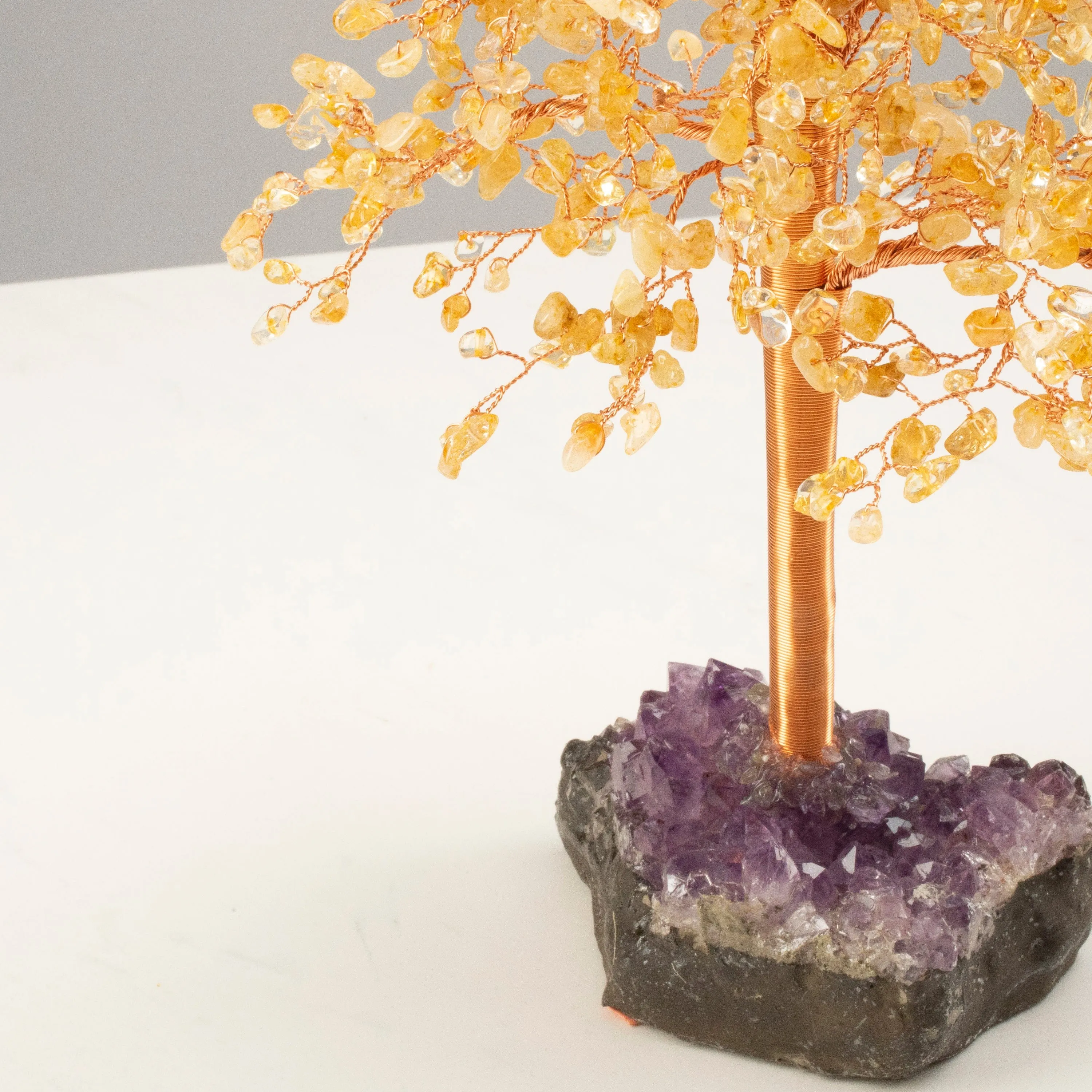 Citrine Tree of Life on Amethyst Geode Base with 728 Natural Gemstones