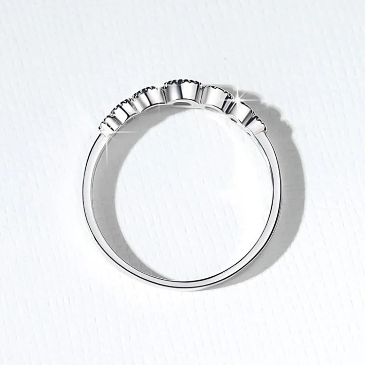 Classic Moissanite Sterling Silver Band