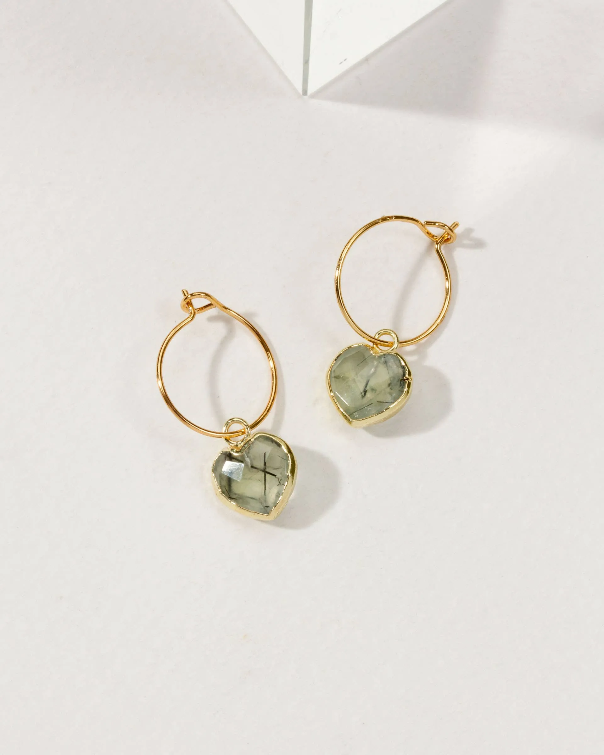 Conversation Heart Mini Hoop Earrings - Prehnite