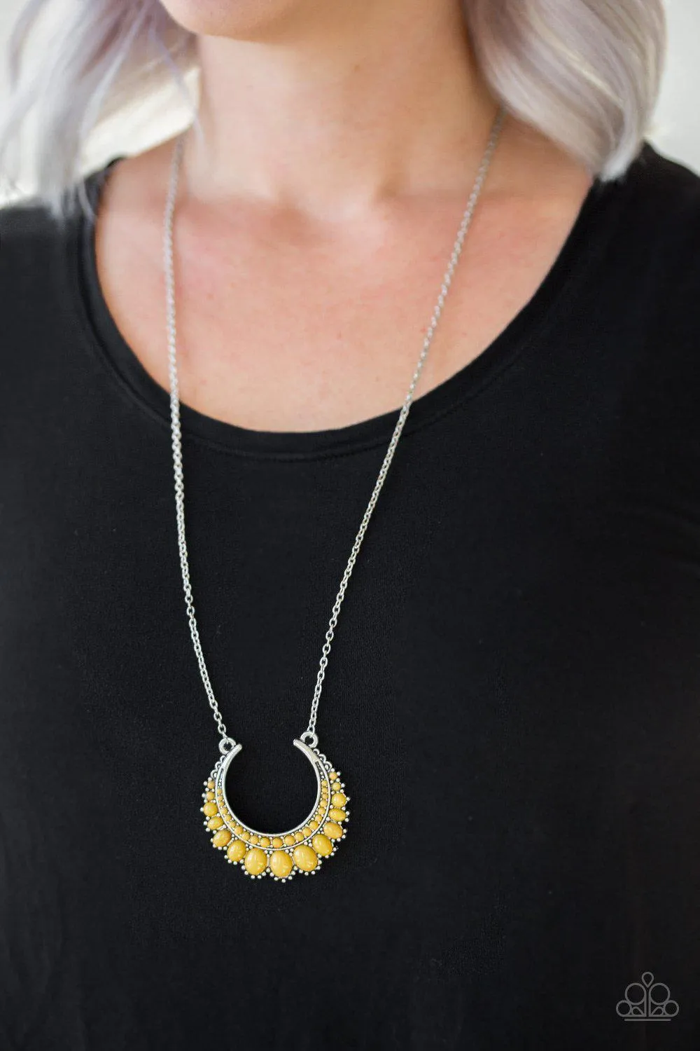 Count To Zen Silver and Yellow Necklace - Paparazzi Accessories