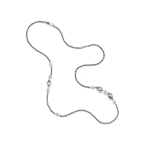 COUNT YOUR LUCKY STARS TAHITIAN PEARL WHITE GOLD STATEMENT CHAIN