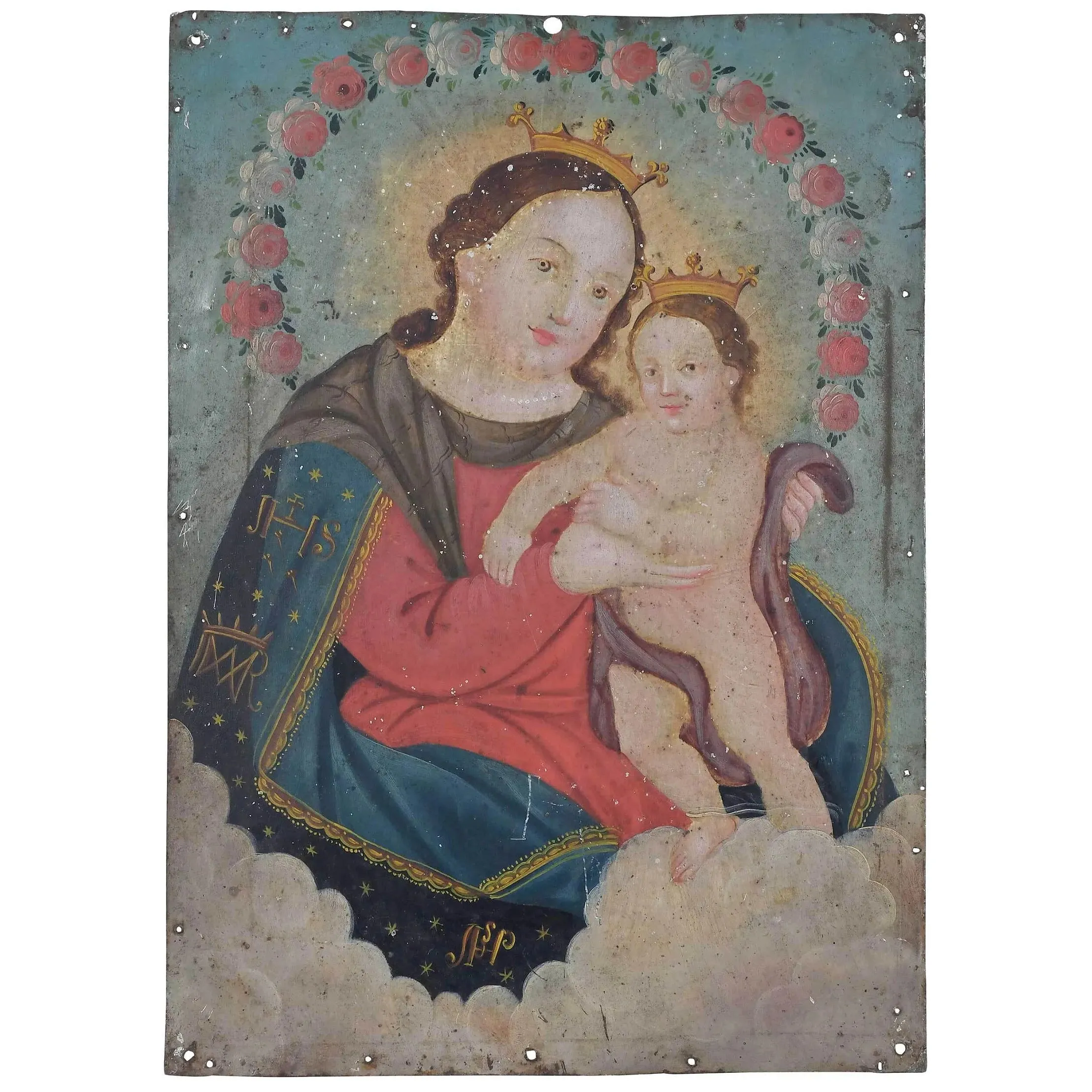 Cristo Entierro Antique Mexican Retablo