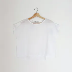 Cut Loose | High Low Linen Tee in White