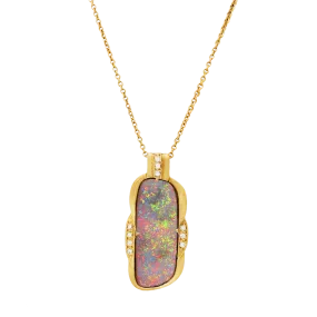 Dark Pinfire Opal Necklace