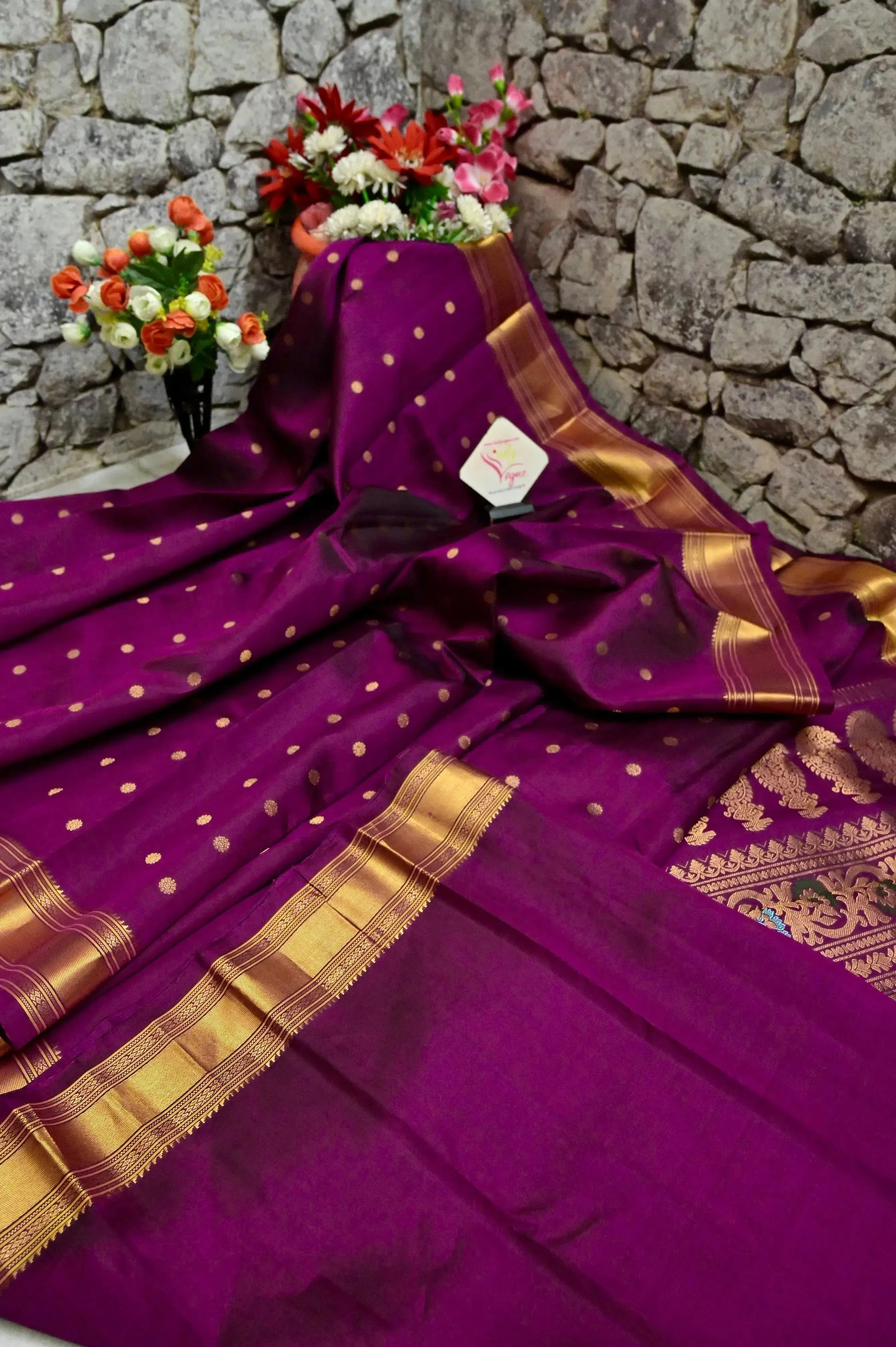 Dark Purple Color Pure Paithani Silk Saree with Gadwal Style Meenakari Pallu