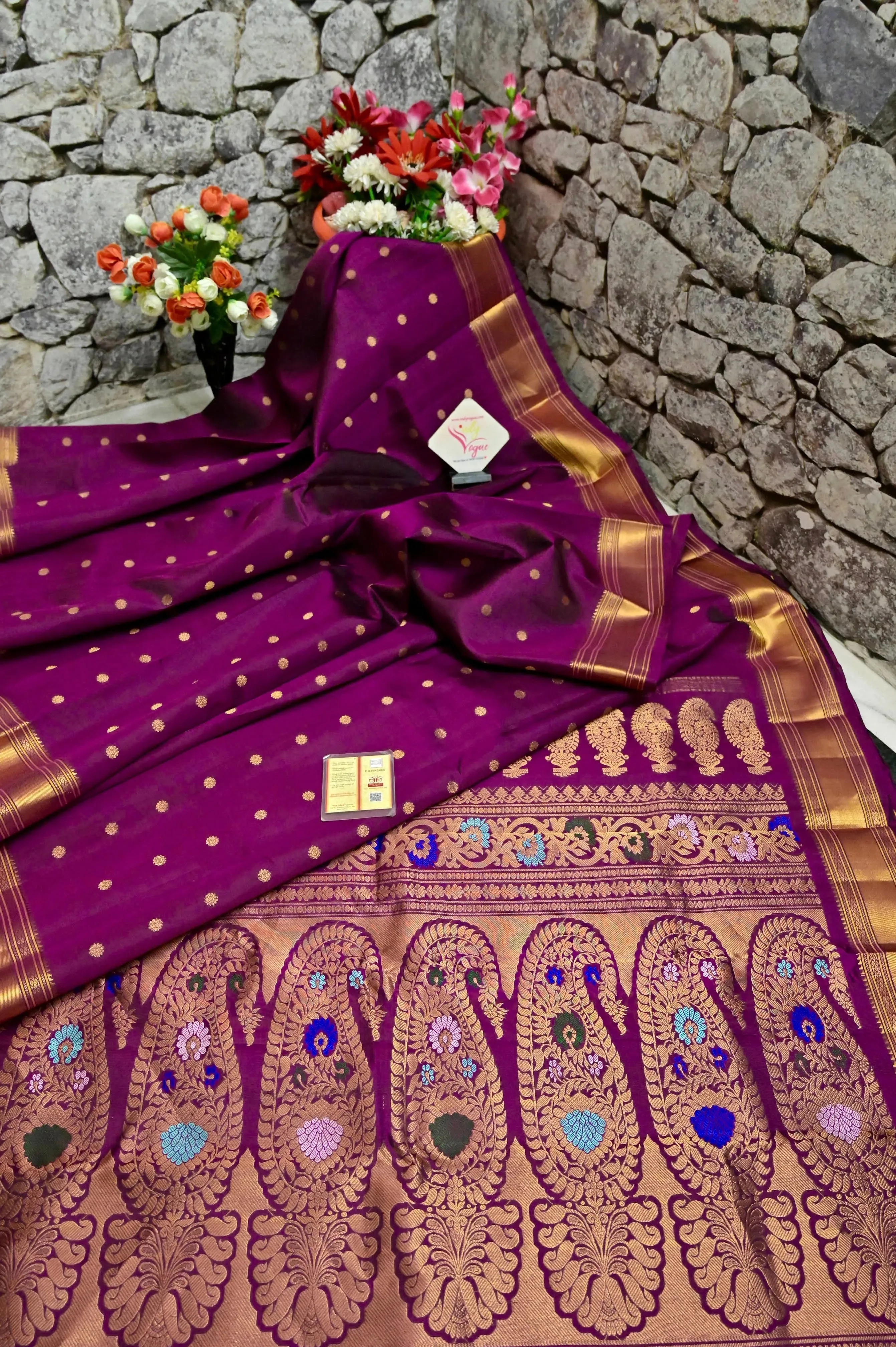 Dark Purple Color Pure Paithani Silk Saree with Gadwal Style Meenakari Pallu