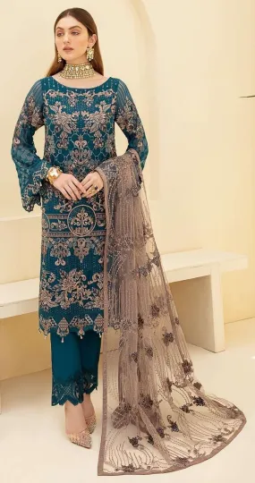 DARK RAMA EMBROIDERED PAKISTANI PARTY WEAR