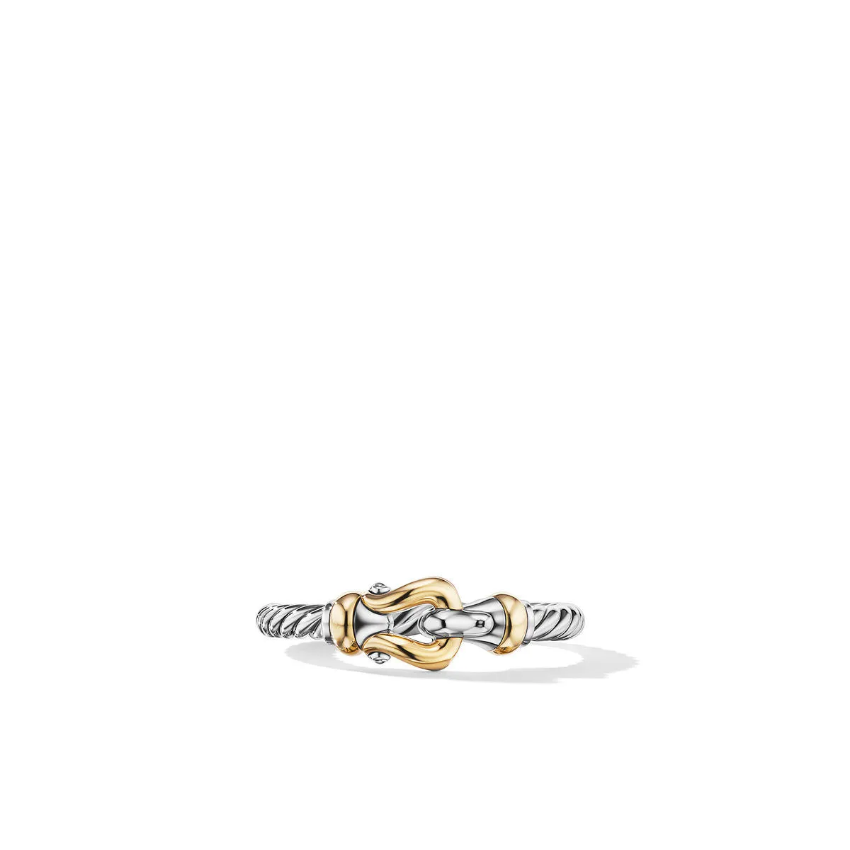 David Yurman 2MM Petite Buckle Ring in Sterling Silver and 18k Yellow Gold