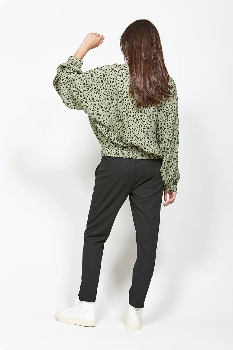 Dedicated LS Green Floral Top