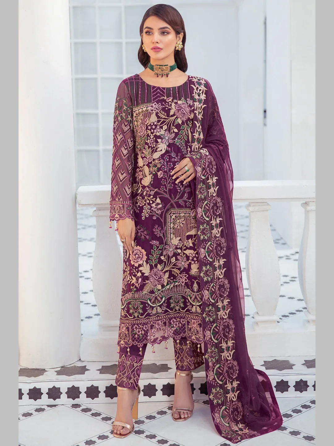 Designer Embroidered Chiffon