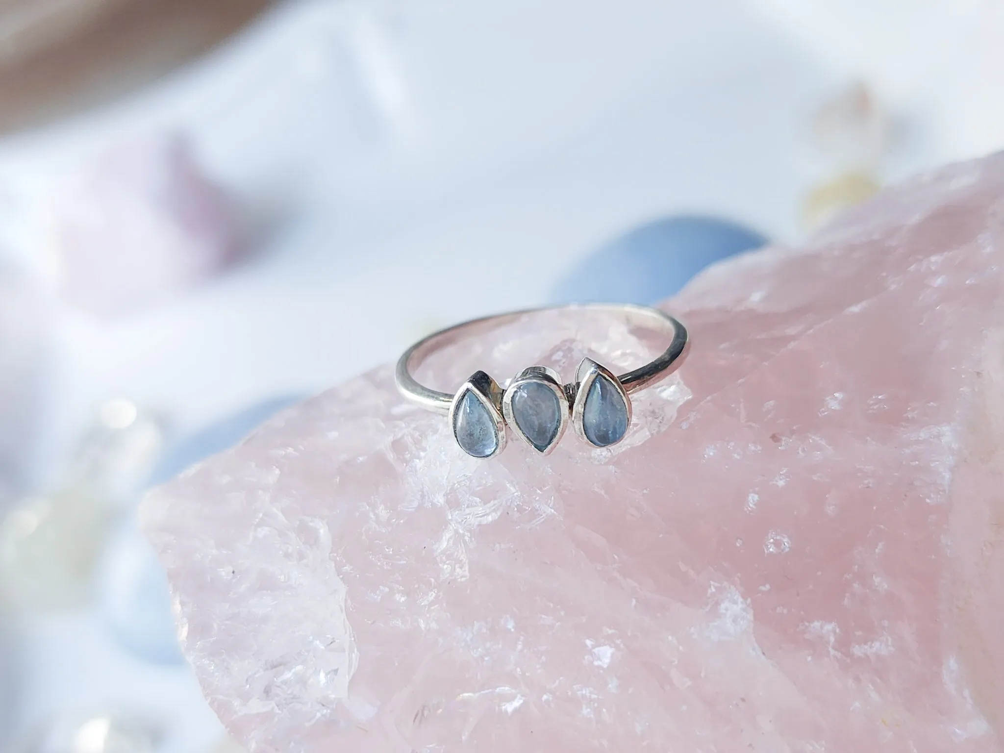 Dew Drop Dainty Sterling Ring || Aquamarine