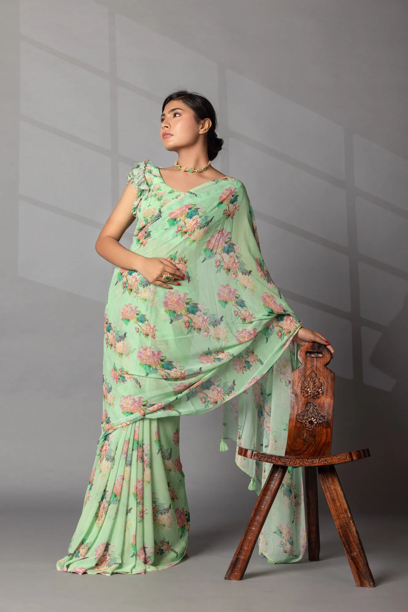 Digital Floral Print Georgette Saree