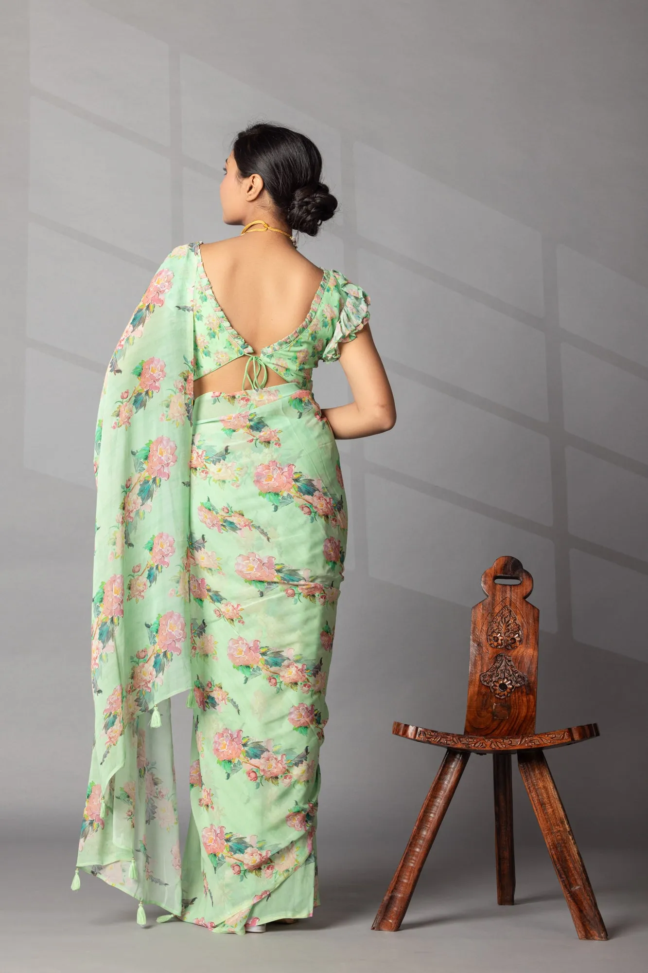 Digital Floral Print Georgette Saree