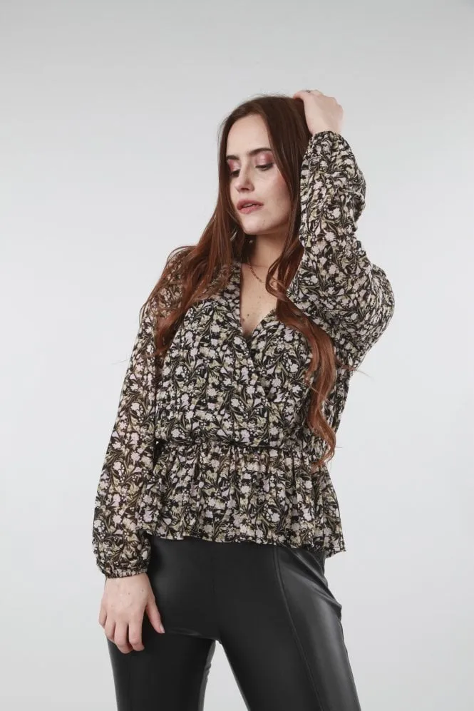 Double Second Floral Printed Wrap Top