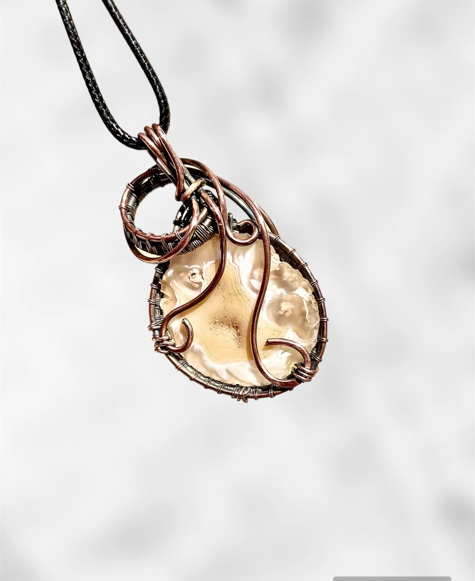 Druzy Geode Agate Wire Wrapped Pendant