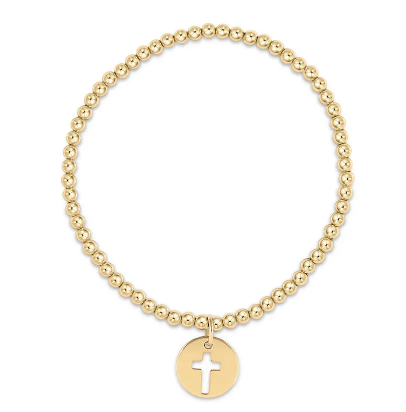 E Newton Classic Gold Bead Bracelet - Blessed Gold Disc Charm