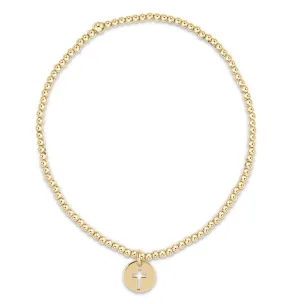 E Newton Classic Gold Bead Bracelet - Blessed Gold Disc Charm