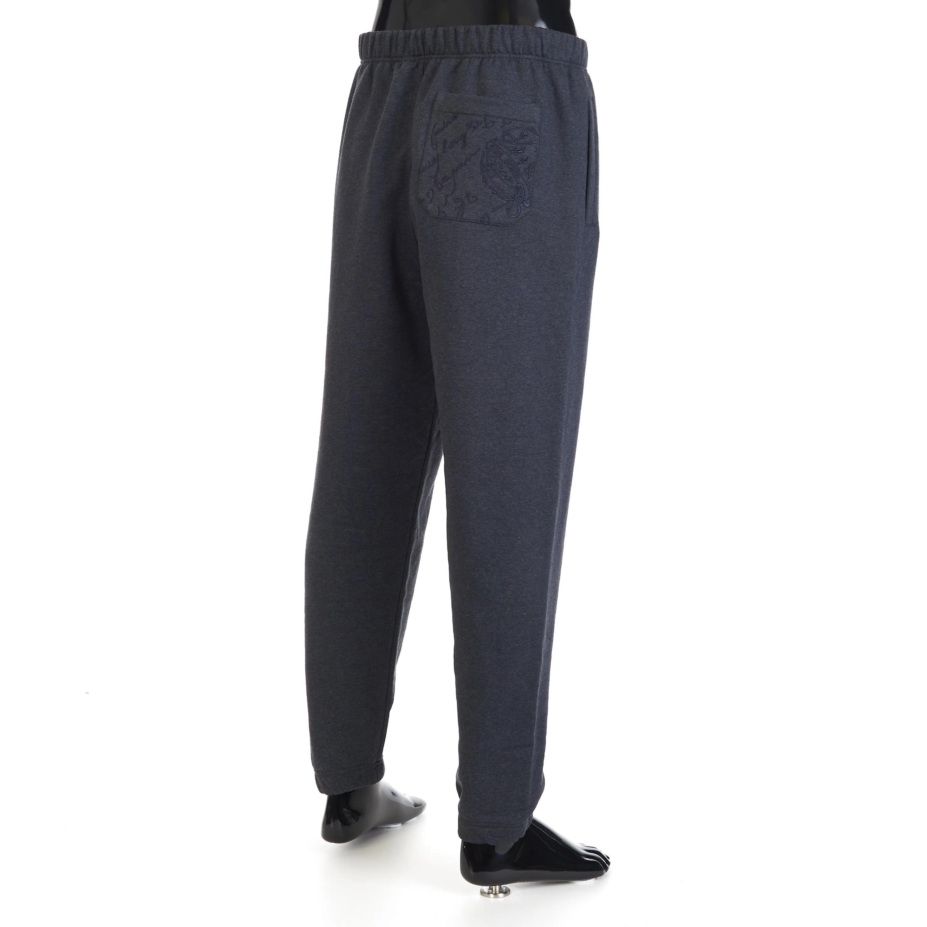 Embroidered Scritto Jogging Trousers - Dark Grey Melange, Fleece Cotton