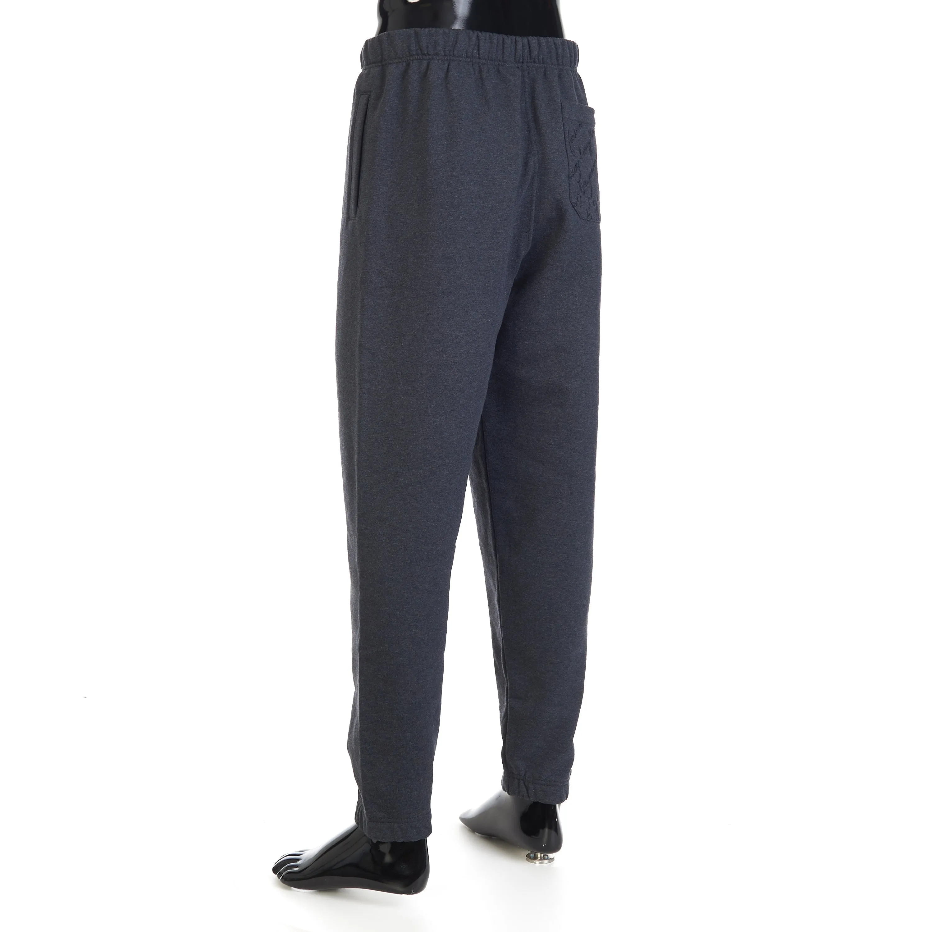 Embroidered Scritto Jogging Trousers - Dark Grey Melange, Fleece Cotton