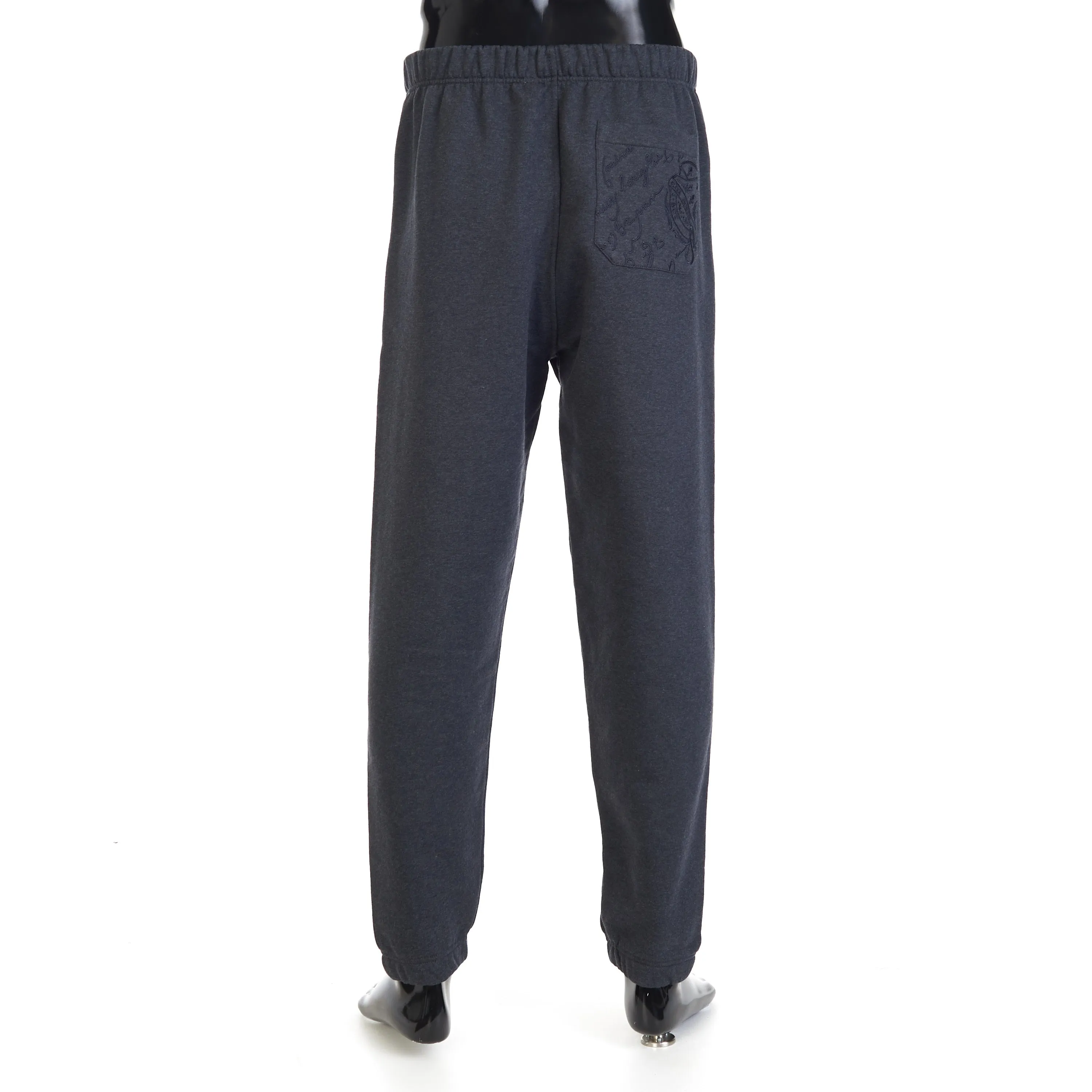 Embroidered Scritto Jogging Trousers - Dark Grey Melange, Fleece Cotton