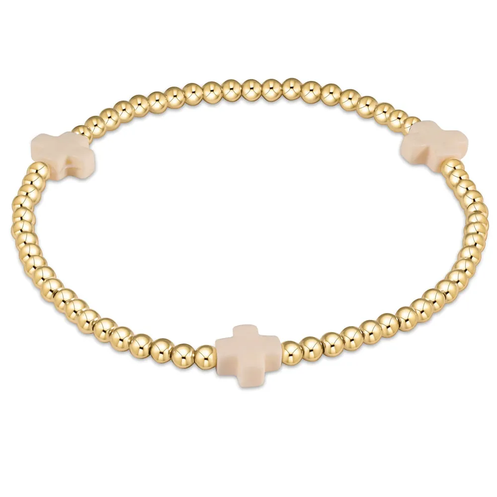 ENewton 2mm Gold Signature Cross Off-White Bracelet