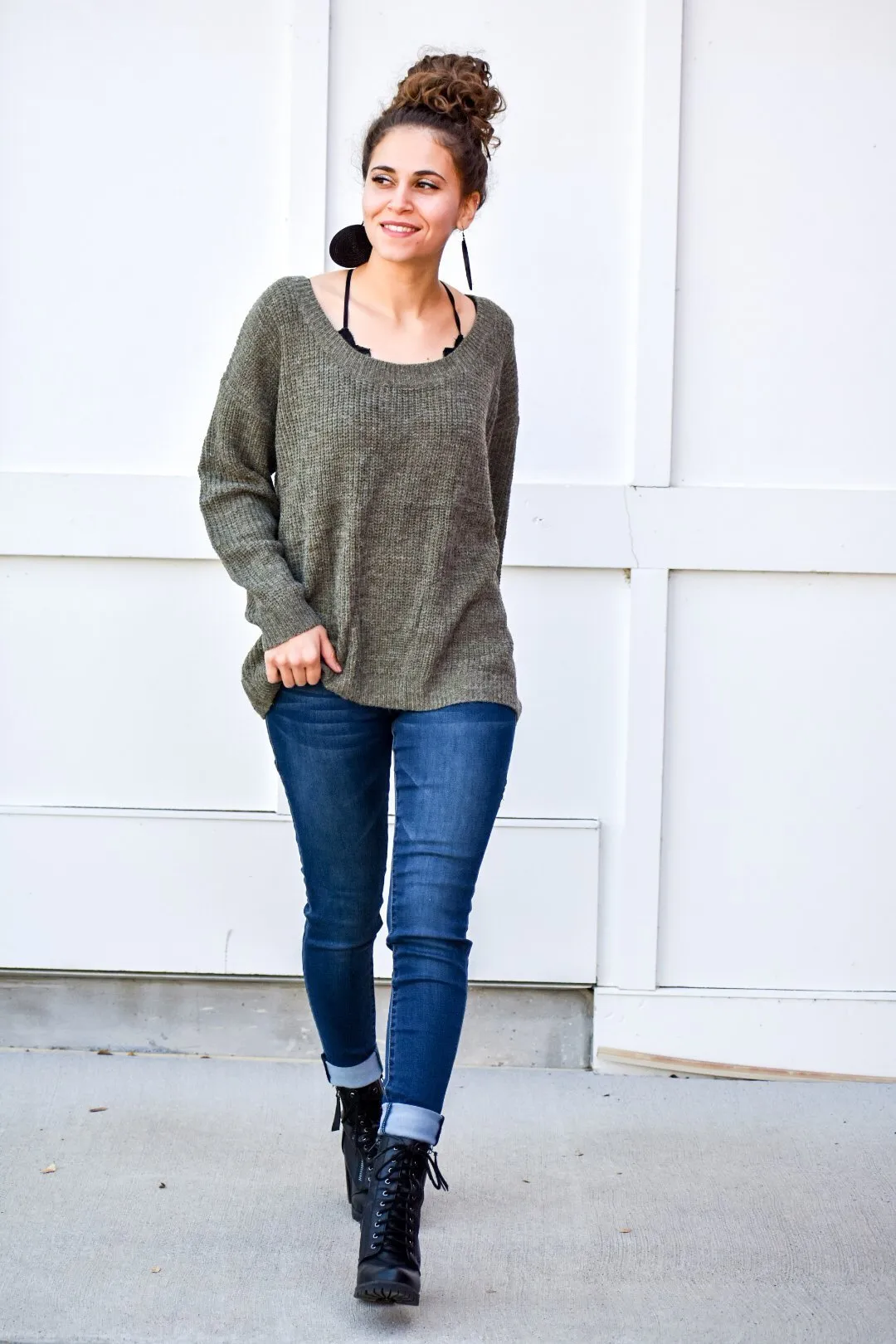 Everything I Need Olive Crossed Back Sweater