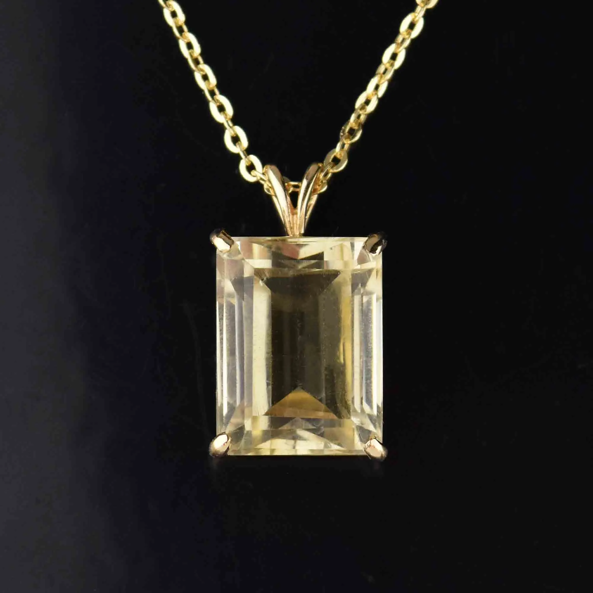 Exquisite 18.5 CTW Natural Citrine Pendant, 14K Gold Step Cut