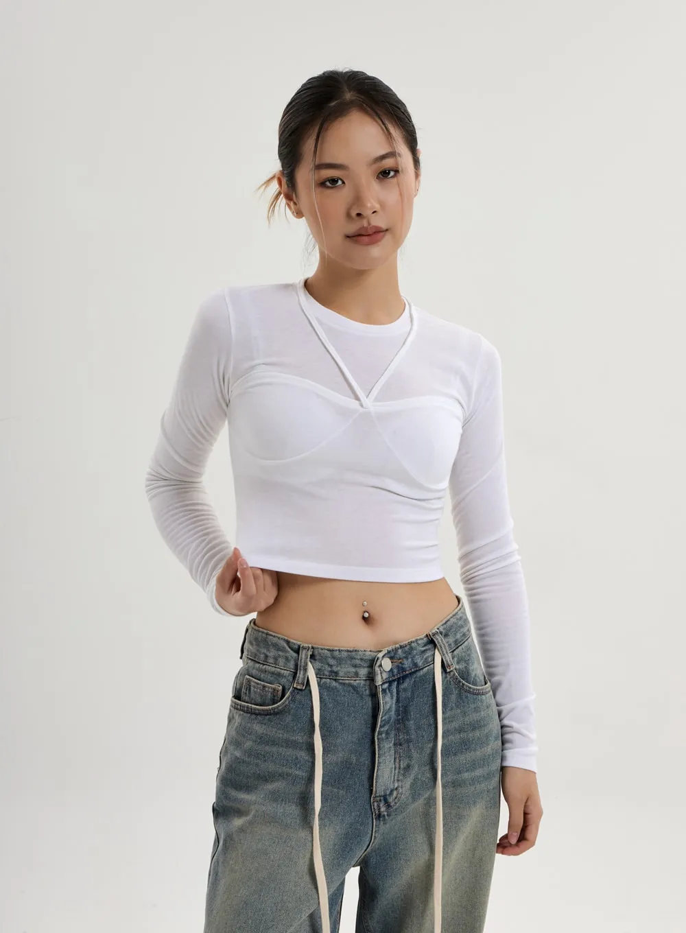 Fake Layered Crop Top CN17