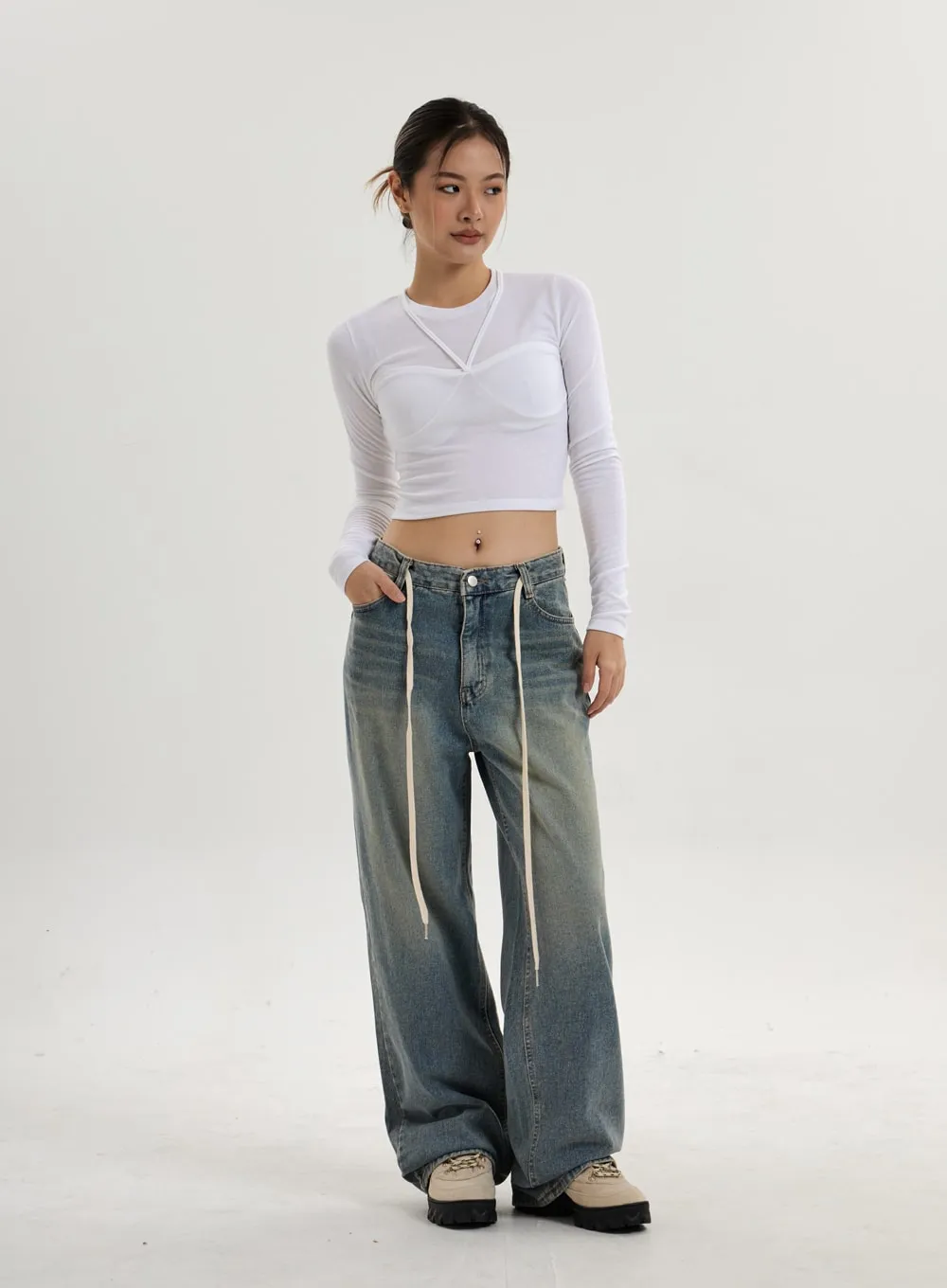 Fake Layered Crop Top CN17