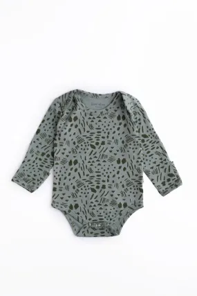 Full sleeve green & black bodysuit for baby