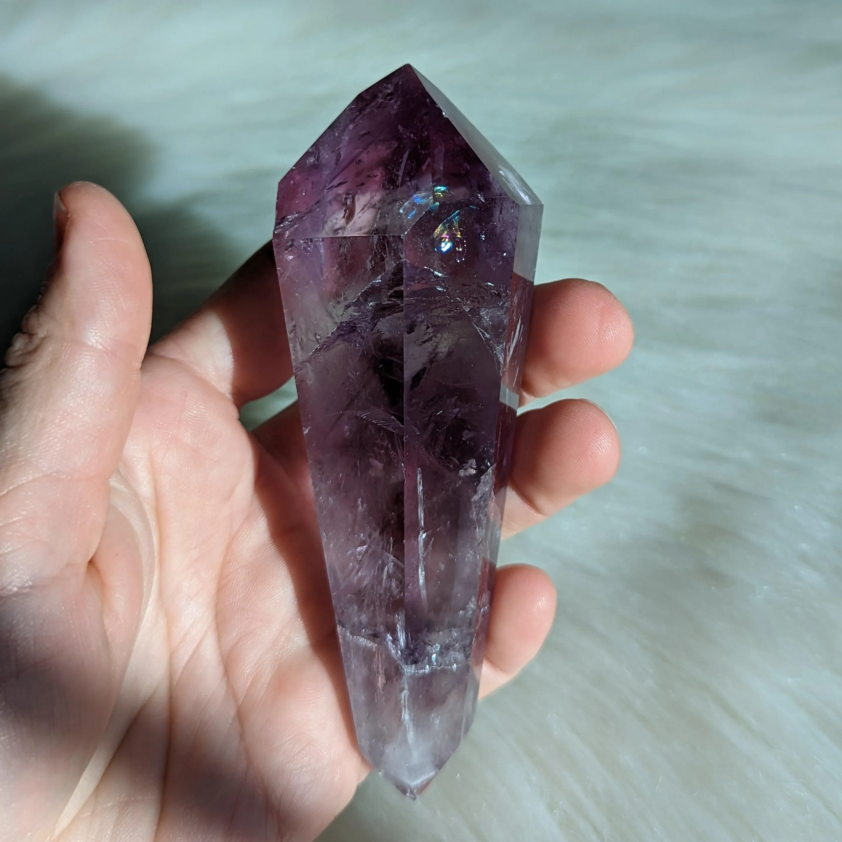 Gorgeous Purple Amethyst Wand Carving With Rainbows From Brazil #2