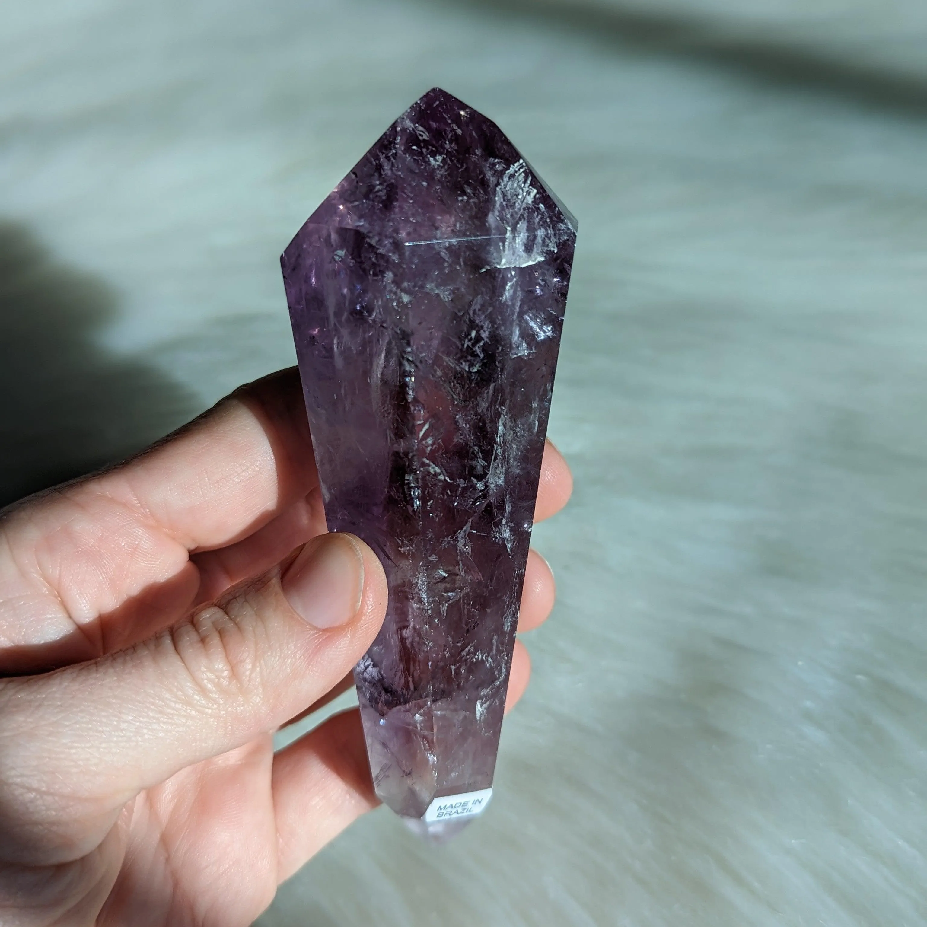 Gorgeous Purple Amethyst Wand Carving With Rainbows From Brazil #2